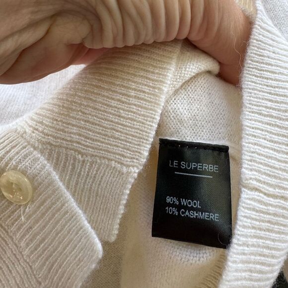 LE SUPERBE Women's Hailey Cropped Wool-blend Cardigan in  Ivory Size Medium - Picture 5 of 6